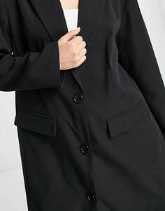 Черный пиджак макси с монограммой Something New