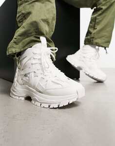 Белые высокие кроссовки с резиновыми вставками и массивной подошвой ASOS DESIGN