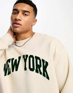 Бежевый свитшот Pull&amp;Bear New York