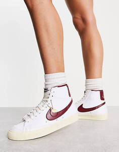 Бело-бордовые кроссовки Nike Blazer Mid &apos;77