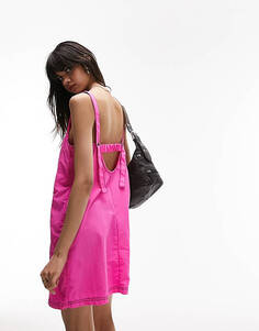 Розовое мини-платье мини с отстрочкой Topshop