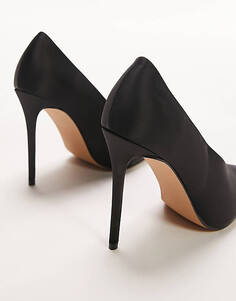 Черные атласные туфли-лодочки на высоком каблуке-вамп Topshop Violet