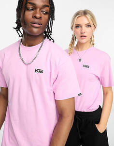Розовая футболка унисекс с логотипом на левой стороне груди Vans