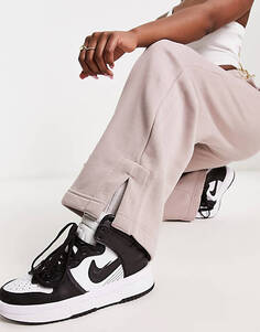 Серо-коричневые широкие джоггеры Nike Mini Swoosh