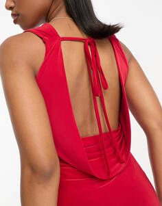 Красное платье мини с вырезом на спине и хомутом ASOS DESIGN