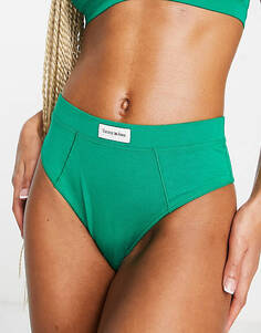 Зеленые трусы танга с высокой посадкой из смесового хлопка Tommy Jeans Essentials