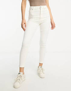 Белые джинсы скинни длиной до щиколотки с завышенной талией Bershka Petite