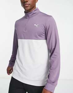 Фиолетовый и серый топ на молнии 1/4 с цветными блоками Puma Golf Gamer