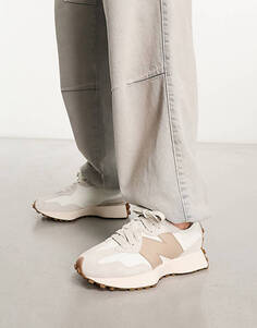 Бело-коричневые кроссовки New Balance 327