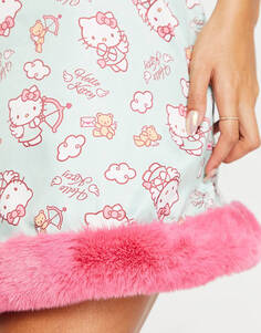 Мятная сорочка с отделкой искусственным мехом New Girl Order Hello Kitty