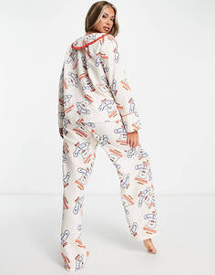 Кремовый пижамный комплект из топа и брюк New Girl Order Cherry Dreams