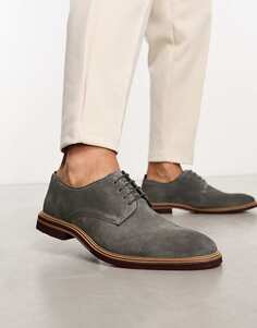 Серые замшевые туфли на шнуровке ASOS DESIGN с контрастной подошвой