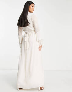 Платье макси цвета слоновой кости с вышивкой и многоуровневыми рукавами для беременных Hope &amp; Ivy