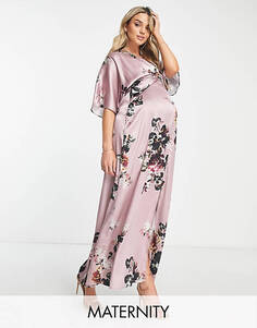 Сиреневое атласное платье макси с рукавами-кимоно Hope &amp; Ivy для беременных