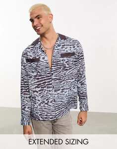 Свободная рубашка с леопардовым принтом и контрастным воротником ASOS DESIGN Revere