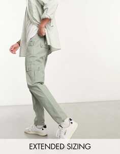 Зеленые зауженные брюки карго ASOS DESIGN