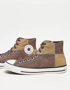 Коричневые кроссовки в стиле пэчворк Converse Chuck Taylor All Star Hi