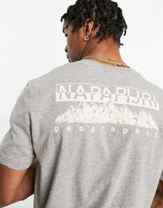 Серая футболка с принтом на спине Napapijri Seba
