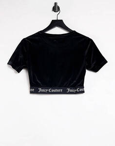 Черная укороченная футболка с логотипом Juicy Couture