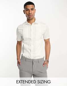 Белая узкая сатиновая рубашка с плиссировкой спереди ASOS DESIGN