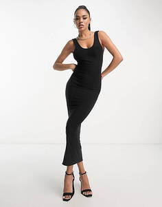 Черное платье макси со скульптурным вырезом и овальным вырезом Fashionkilla