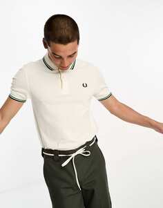 Белая рубашка-поло с двумя окантовками Fred Perry