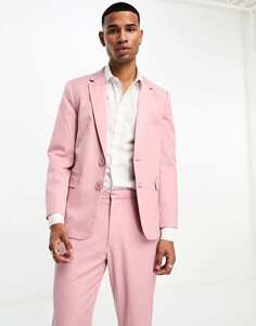 Лососево-розовый однобортный приталенный пиджак Labelrail x Stan &amp; Tom