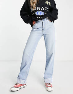 Светло-голубые широкие джинсы Hollister