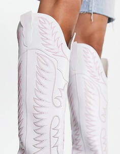 Белые ботинки в стиле вестерн с контрастной строчкой ASOS DESIGN Chester