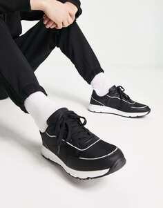 Черные кроссовки с массивными вставками New Look