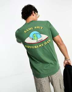 Зеленая футболка с короткими рукавами RIPNDIP с принтом на груди и спине в разные дни