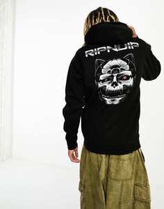 Черный пуловер RIPNDIP с логотипом и принтом киберкота