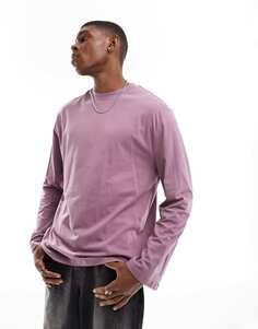 Фиолетовая футболка свободного кроя с длинными рукавами ASOS DESIGN