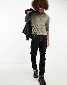 Черные узкие джинсы стрейч со вставками ASOS DESIGN