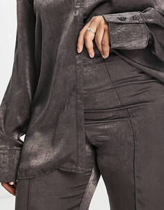 Темно-серые атласные широкие брюки Public Desire Curve