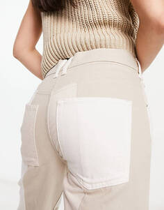 Мешковатые джинсы-бойфренды нейтрального цвета в стиле пэчворк ASOS DESIGN