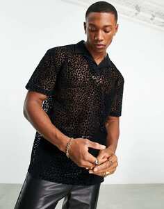 Рубашка-поло ASOS DESIGN из прозрачной ткани с леопардовым принтом