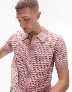Розовая рубашка с пуговицами крючком Topman