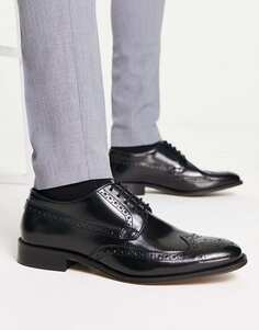 Туфли-броги на шнуровке ASOS DESIGN из полированной черной кожи