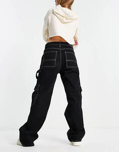 Черные широкие джинсы карго Monki