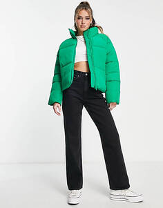 Ярко-зеленая дутая куртка Monki