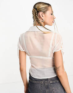 Приталенная рубашка Tammy Girl Y2K из кружева и сетки