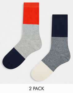Комплект из двух носков до щиколотки ASOS DESIGN в стиле колор-блок