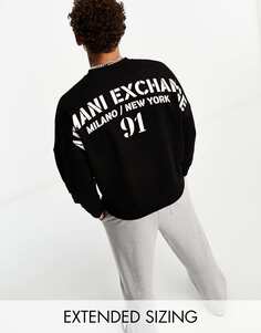 Черная толстовка с большим логотипом на спине Armani Exchange