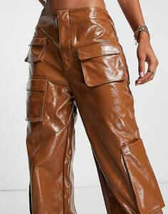 Светло-коричневые брюки карго из искусственной кожи AFRM Sigmund
