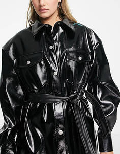 Куртка JJXX из черного винила с поясом
