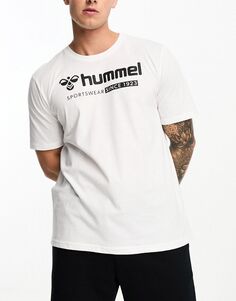 Белая футболка классического кроя с объемным логотипом Hummel