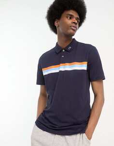 Темно-синяя рубашка-поло с полосками на груди Calvin Klein Golf Parker