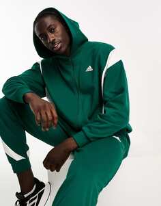 Темно-зеленый спортивный костюм с капюшоном adidas Sportswear