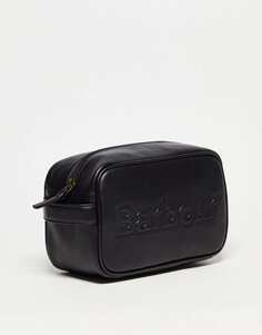 Черная кожаная сумка для стирки с тисненым логотипом Barbour